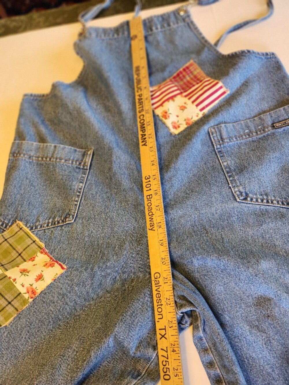 Vintage Watch L.A. 90s Patchwork Denim Streetwear Overalls XL Cottagecore Y2K - Picture 12 of 14